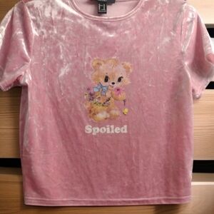 Pink Velvet Bear Spoiled Y2K 90s Cute Floral Graphic Baby Tee